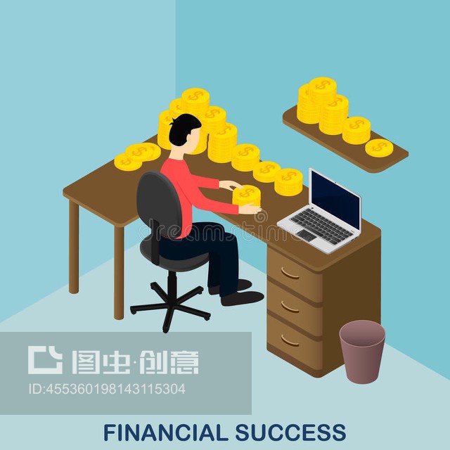 財務(wù)成功。等價黃金。美元。Financial success. Isometric gold. US dollars.